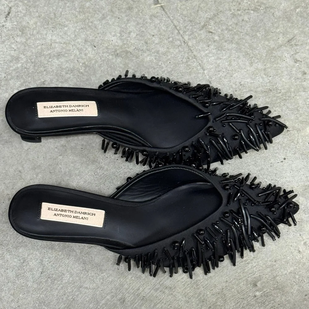 Antonio Melani x Elizabeth Damrich Babe Satin Ornamented Mules - Picture 5 of 8